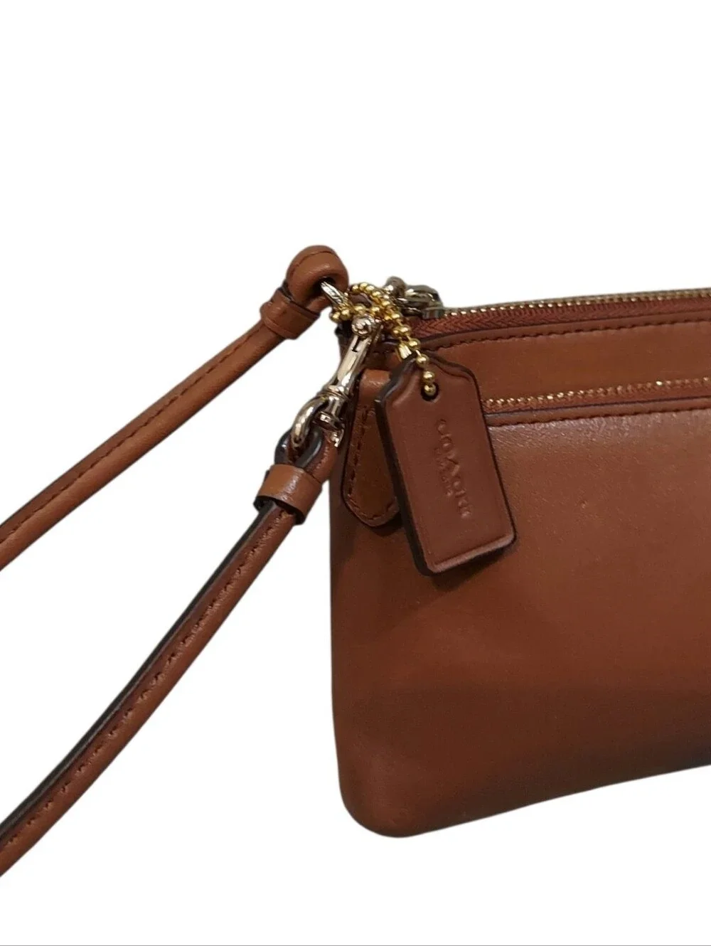 Coach Double Zip Leather Wristlet Wallet Like New